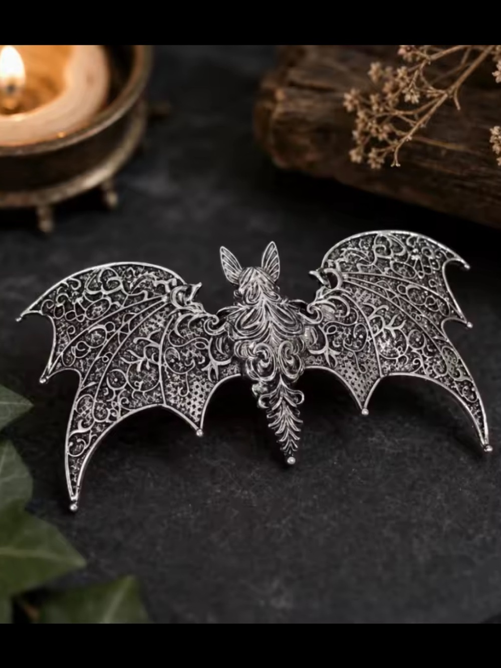 Viking Gothic Bat Hairpin Barette